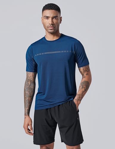 5 Pack Men’s Active Quick Dry Crew Neck T Shirts | Athletic Running Gym Workout Short Sleeve Tee Tops Bulk (Set 3, Large) - Image 4