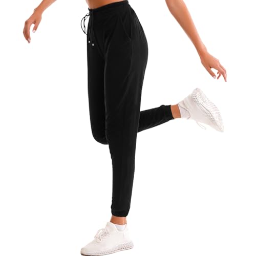 Stanpetix Joggers for Women with Pockets - Black Sports Pants Sweatpants for Running Exercise (Black,XL) - Image 2