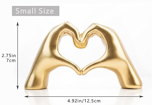 Small Heart Hands Sculpture Decor for Living Room Bedroom Bookshelf Coffe Table and Office Display, Love Finger Statue Modern Aesthetic Home Decor, Unique Gift for Wedding Christmas Birthday (Gold) - Image 4