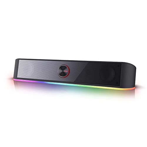 Redragon GS560 RGB Desktop Soundbar, 2.0 Channel Computer Speaker with Dynamic Lighting Bar Audio-Light Sync/Display, Touch-Control Backlit with Volume Knob, USB Powered w/ 3.5mm Cable, Black - Image 2