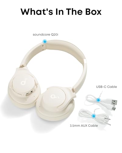 Soundcore by Anker Q20i Hybrid Active Noise Cancelling Headphones, Wireless Over-Ear Bluetooth, 40H Long ANC Playtime, Hi-Res Audio, Big Bass, Customize via an App, Transparency Mode (White) - Image 9