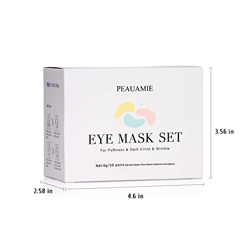PEAUAMIE Under Eye Patches Gold and Hyaluronic Acid for puffy eyes,Rose Eye Masks for Dark Circles and Puffiness skin care Smooth Wrinkles products 30 Pairs - Image 9