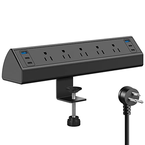 Jgstkcity Desk Clamp Power Strip USB C,40W Total Fast Charging Station,4 PD 20W USB C Ports,Desk Edge Mount Surge Protector,5 Outlets,Fit 1.96" Tabletop Edge,ETL Listed - Image 2