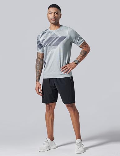 5 Pack Men’s Active Quick Dry Crew Neck T Shirts | Athletic Running Gym Workout Short Sleeve Tee Tops Bulk (Set 3, Large) - Image 3