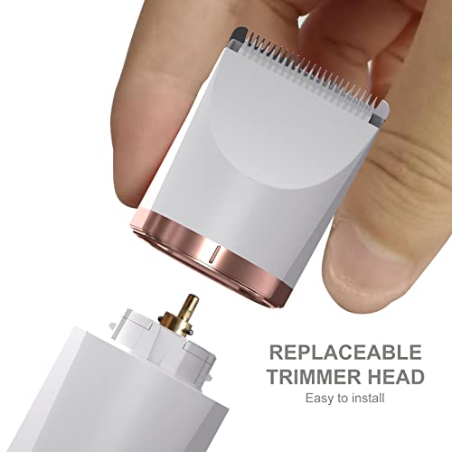 OLOV Electric Body Hair Trimmer - Groin Trimmer for Men - Bikini Trimmer Women - Wet/Dry Shaver Groomer, Replaceable Ceramic Blade Heads, USB Recharge Dock, Waterproof Hygiene Razor, White - Image 5