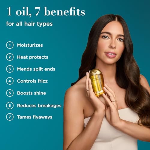 OGX Renewing + Argan Oil of Morocco, Cold-Pressed Argan Oil for Hair Penetrating Treatment & Shine, Moisturizing & Strengthening Silky Oil for All Hair Types, Paraben & Sulfate Free, 3.3 fl oz - Image 3