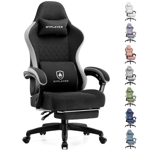 GTPLAYER Gaming Chair, Computer Office Chair with Pocket Spring Cushion, Linkage Armrests and Footrest, High Back Ergonomic Computer Chair with Lumbar Support Task Chair with Footrest(Black) - Image 2