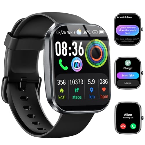 uaue AI Smart Watch with ChatGPT, 1.91" Bluetooth Calling Smartwatch for Men Women, 110+ Fitness Modes Activity Tracker, Sleep/Heart Rate/Calorie Monitor, IP68 Waterproof Step Counter for Android iOS - Image 2