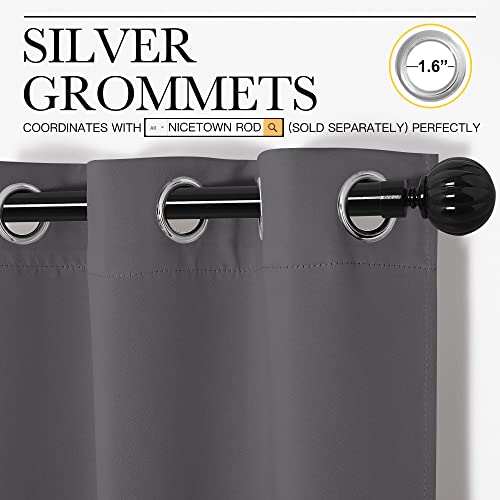 NICETOWN Thermal Insulated Grommet Blackout Curtains for Bedroom (2 Panels, W42 x L63 -Inch, Grey) - Image 4