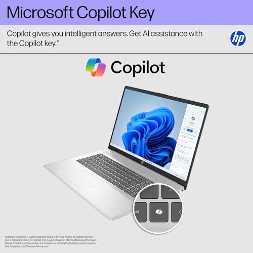 HP 17.3 inch Laptop, HD+ Display, AMD Ryzen 5 7520U, 16 GB RAM, 512 GB SSD, AMD Radeon Graphics, Windows 11 Home, Natural Silver, 17-cp2199nr - Image 10