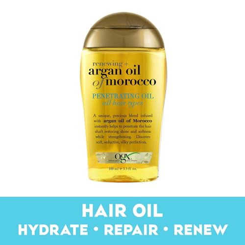 OGX Renewing + Argan Oil of Morocco, Cold-Pressed Argan Oil for Hair Penetrating Treatment & Shine, Moisturizing & Strengthening Silky Oil for All Hair Types, Paraben & Sulfate Free, 3.3 fl oz - Image 4