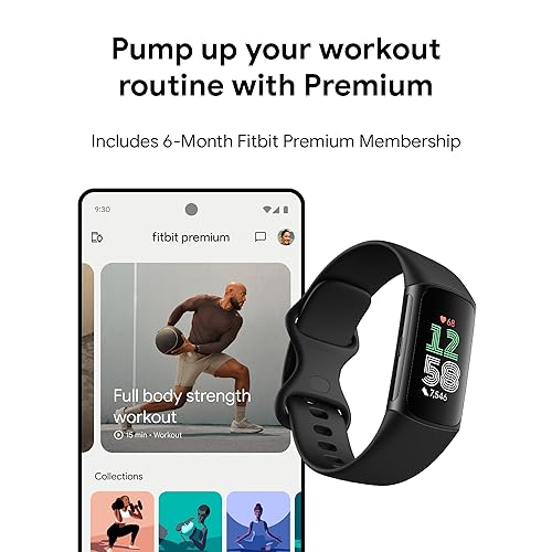 Fitbit Charge 6 Fitness Tracker with Google apps, Heart Rate on Exercise Equipment, 6-Months Premium Membership Included, GPS, Health Tools and More, Obsidian/Black, One Size (S & L Bands Included) - Image 10