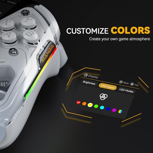ManbaOne Interactive Screen Wireless Gaming Controller for PC/Switch/Switch 2/iOS/Android,Hall Effect Stick & Trigger,RGB Lighting,Remappable Buttons,1800mAh with Charging Dock (White) - Image 7