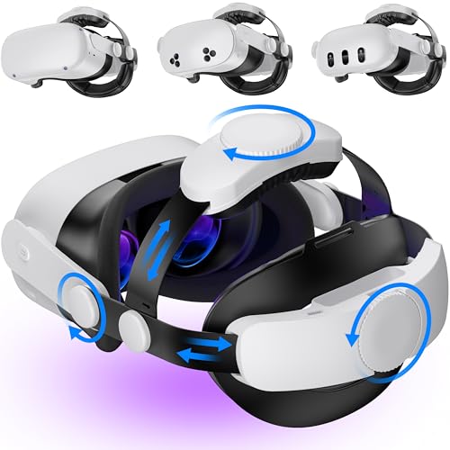 Kawaye for Meta Quest 3S/Quest 2/Quest 3 Head Strap, Double Knobs Adjustable Elite Strap Replacement,VR Headset Strap with Two Large Support Pad Enhanced Support, Reduce Pressure-MQ2000 - Image 2