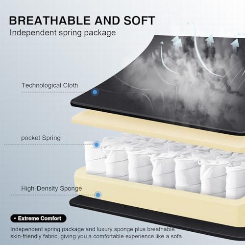 GTPLAYER Gaming Chair, Computer Office Chair with Pocket Spring Cushion, Linkage Armrests and Footrest, High Back Ergonomic Computer Chair with Lumbar Support Task Chair with Footrest(Black) - Image 8