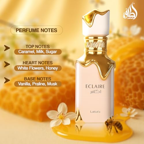 Lattafa Eclaire - Vanilla, Caramel, Sweet, Floral - Eau de Parfum Long-Lasting Fragrance for Women, 3.40 Ounce / 100 ml - Image 3