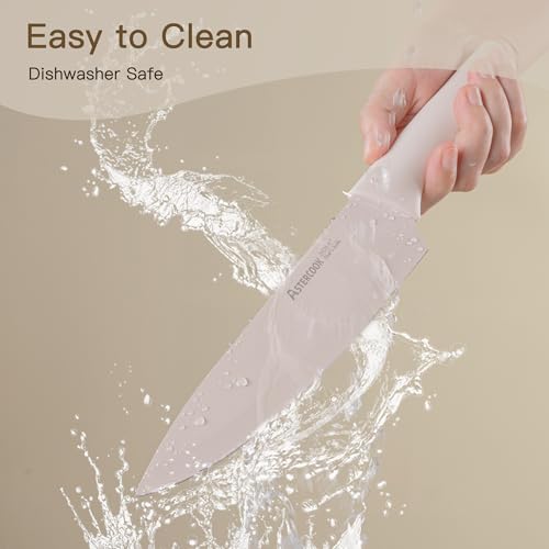 Astercook Knife Set, 13 Pieces Kitchen Knives Set with Healthy Anti-Rust Coating, Dishwasher Safe, Stainless Steel Chef Knife Sets with 6 Blade Guards, Perfect Holiday Gifts for Kitchen - Image 7