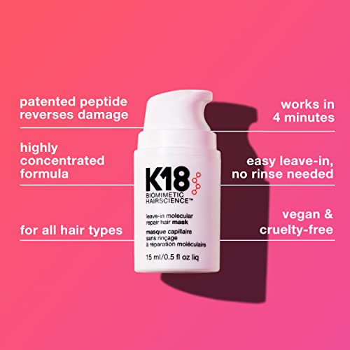 K18 Mini Leave-In Molecular Hair Mask, Repairs Dry or Damaged Hair, Reverse Hair Damage from Bleach, Color, Chemical Services & Heat - Image 5