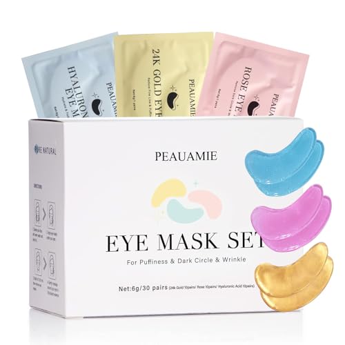 PEAUAMIE Under Eye Patches Gold and Hyaluronic Acid for puffy eyes,Rose Eye Masks for Dark Circles and Puffiness skin care Smooth Wrinkles products 30 Pairs - Image 2