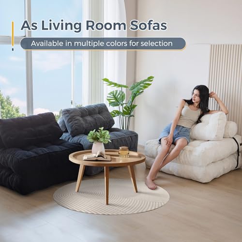 MAXYOYO Folding Sofa Bed, Convertible Sleeper Chair with Pillow Foldable Mattress with Back Support, Portable Fold Out Chair Bed Comfy Floor Sofa Lounge for Living Room Bedroom, Beige, Single - Image 7