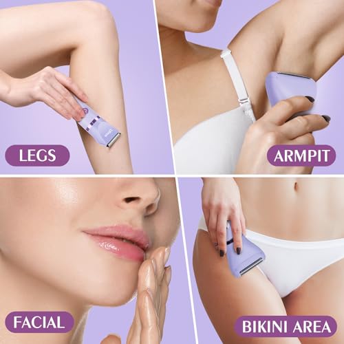 Ufree Bikini Trimmer Electric Razors for Women, Rechargeable Pubic Body Hair Trimmer Electric Shaver for Legs Body Hair, Bikini Shaver IPX7 Waterproof, Gifts for Women, Purple - Image 4