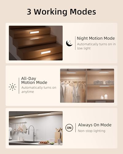 EZVALO 6-Pack Under Cabinet Lighting with Charging Station, 2000mAh Rechargeable Wireless Motion Sensor Lights, 3 Color Temps, Dimmable, Timer, Magnetic, with Remote Control for Kitchen, Closet, Stair - Image 8