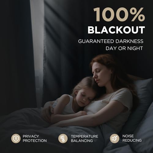 Joydeco Blackout Curtains for Bedroom - Nature Linen 84 Inch Long 100% Light Blocking 2 Panels Set, Rod Pocket & Back Tabs Living Room Drapes, Thermal Insulated Room Darkening Window Curtains - Image 4