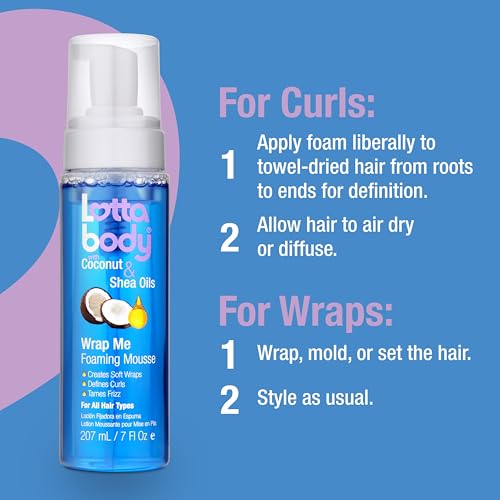 Lottabody Coconut Oil and Shea Wrap Me Foaming Curl Mousse , Creates Soft Wraps, Hair Mousse for Curly Hair, Defines Curls, Anti Frizz, 7 Fl Oz - Image 9