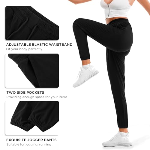 Stanpetix Joggers for Women with Pockets - Black Sports Pants Sweatpants for Running Exercise (Black,XL) - Image 4