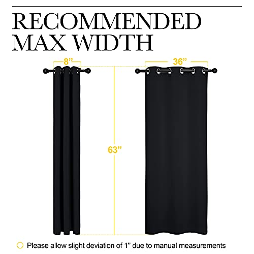 NICETOWN Pitch Black Solid Thermal Insulated Grommet Blackout Curtains/Drapes for Bedroom Window (2 Panels, 42 inches Wide by 63 inches Long, Black) - Image 4