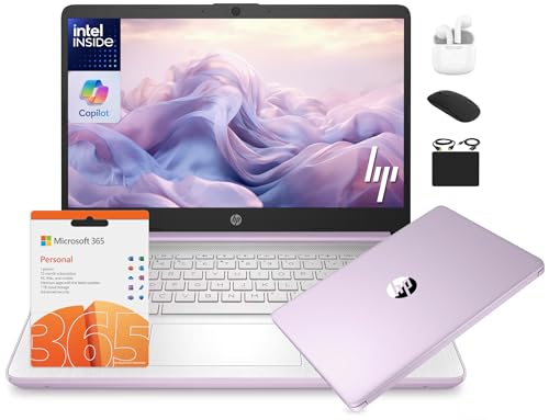 HP 14 Laptop Student Business 2025 Flagship Computer, AI Copilot, 4-Core 13th Gen Intel CPU, 16GB RAM 628GB Storage (128GB UFS+500GB Ext) 1-Yr Office 365 Long Battery HubxcelAccessory Win 11S Lavender - Image 2