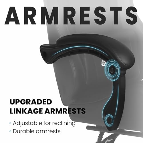 N-GEN GAMING Video Gaming Chair with Footrest Lumbar Support for Home Office High Back Recliner Height Adjustable Ergonomic Comfy Leather Computer Desk Chair (Black) - Image 7