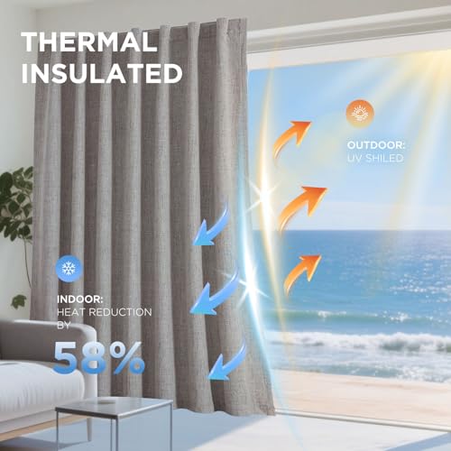 Joydeco Blackout Curtains for Bedroom - Nature Linen 84 Inch Long 100% Light Blocking 2 Panels Set, Rod Pocket & Back Tabs Living Room Drapes, Thermal Insulated Room Darkening Window Curtains - Image 5