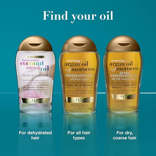 OGX Renewing + Argan Oil of Morocco, Cold-Pressed Argan Oil for Hair Penetrating Treatment & Shine, Moisturizing & Strengthening Silky Oil for All Hair Types, Paraben & Sulfate Free, 3.3 fl oz - Image 7