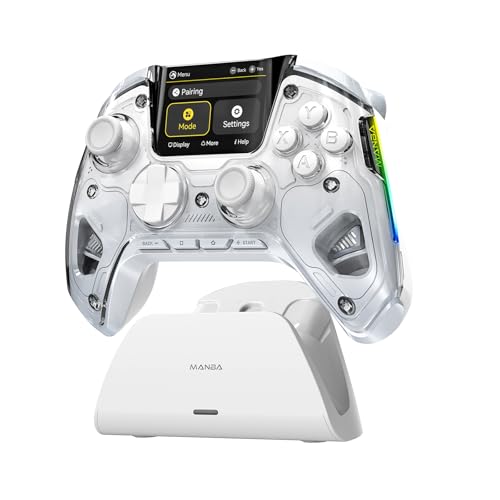 ManbaOne Interactive Screen Wireless Gaming Controller for PC/Switch/Switch 2/iOS/Android,Hall Effect Stick & Trigger,RGB Lighting,Remappable Buttons,1800mAh with Charging Dock (White) - Image 2