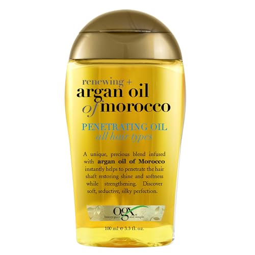 OGX Renewing + Argan Oil of Morocco, Cold-Pressed Argan Oil for Hair Penetrating Treatment & Shine, Moisturizing & Strengthening Silky Oil for All Hair Types, Paraben & Sulfate Free, 3.3 fl oz - Image 2