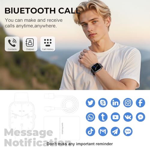 Smart Watch for Men Women, 1.83" HD Touchscreen Fitness Watch with Bluetooth Call&Message Notifications, 110+Sport Modes, 24/7 Heart Rate/Sleep Monitor, IP68 Waterproof Fitness Tracker for Android iOS - Image 3
