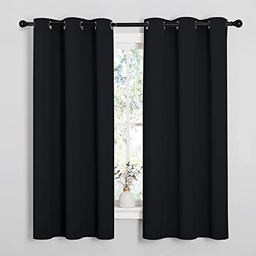 NICETOWN Pitch Black Solid Thermal Insulated Grommet Blackout Curtains/Drapes for Bedroom Window (2 Panels, 42 inches Wide by 63 inches Long, Black) - Image 3