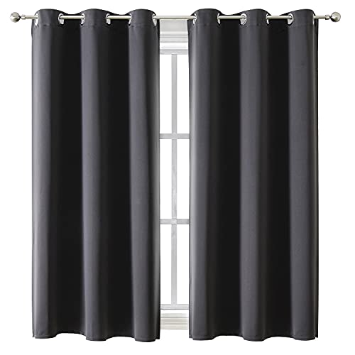 ChrisDowa Grommet Blackout Curtains for Bedroom and Living Room - 2 Panels Set Thermal Insulated Room Darkening Curtains (Dark Grey, 42 x 63 Inch) - Image 2