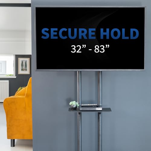 VIVO Mobile TV Cart for 32 to 83 inch Screens up to 110 lbs, LCD LED OLED 4K Smart Flat and Curved Panels, Rolling Stand with Laptop DVD Shelf, Locking Wheels, Max VESA 600x400, Black, STAND-TV03E - Image 9