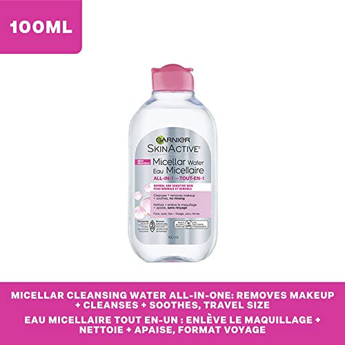 Garnier Micellar Cleansing Water, All-in-1 Makeup Remover and Facial Cleanser, For All Skin Types, 3.4 Fl Oz (100mL), 1 Count (Packaging May Vary) - Image 10