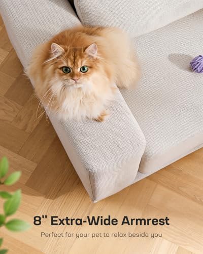 Marsail Modern 89 Inch Linen Fabric Sofa, 3-Seater Couch with Wide Armrests, Deep Cushions & Removable Washable Covers, Comfortable Living Room Furniture, Beige - Image 8