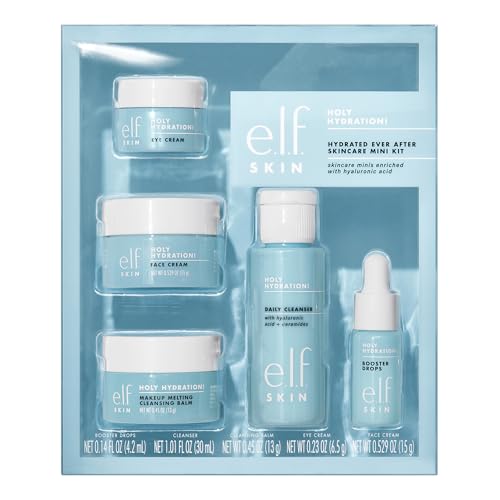e.l.f. SKIN Holy Hydration! Hydrated Ever After Skincare Mini Kit, Cleanser, Makeup Remover, Moisturizer & Eye Cream For Hydrating Skin, Airplane-Friendly Sizes - Image 2