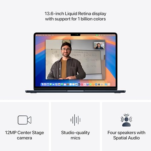 Apple 2025 MacBook Air 13-inch Laptop with M4 chip: Built for Apple Intelligence, 13.6-inch Liquid Retina Display, 16GB Unified Memory, 256GB SSD Storage, 12MP Center Stage Camera, Touch ID; Midnight - Image 5