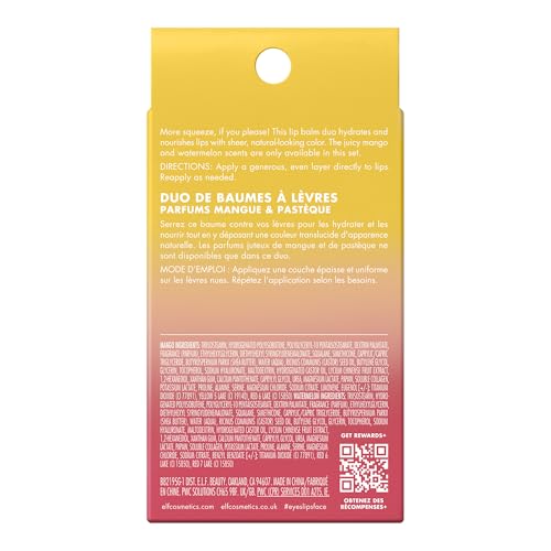 e.l.f. Squeeze Me More Lip Balm Duo, Moisturizing Balm For A Sheer Tint Of Color, Made With Hyaluronic Acid, Vegan & Cruelty-Free, Mango & Watermelon - Image 8