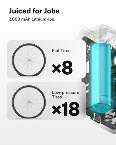 HOTO Mini Bike Tire Pump, 25s Fast Inflate Bicycle Pump with Guage, 150PSI Portable Electric Bike Air Pump with Presta and Schrader Valve for Road Bike, Motorcycle, Mountain Bike, Car, Sports Ball - Image 9