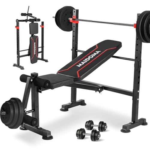 Standard Weight Bench Set with Leg Extension and Leg Curl, Adjustable Bench Press Set with Squat Rack, Foldable Flat Incline Decline Workout Bench for Home Gym Full Body(US Stock) - Image 2