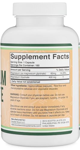 Double Wood Supplements Magnesium Glycinate 400mg | 180 Capsules | Sleep, Muscle, & Heart Support | Vegan, Third Party Tested, Gluten Free, Non-GMO - Image 6