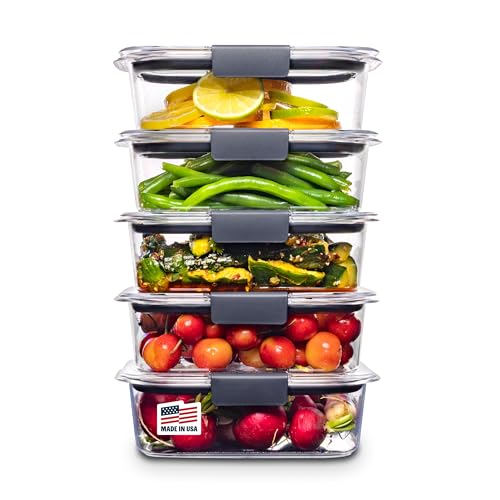 Rubbermaid Brilliance Food Storage Containers BPA Free Airtight Lids Ideal for Lunch Meal Prep & Leftovers Set of 5 (3.2 Cup) - Image 2