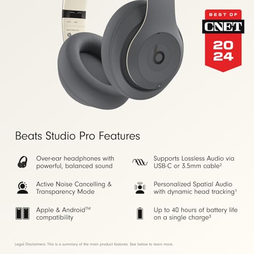 Beats Studio Pro - Premium Wireless Over-Ear Headphones- Up to 40-Hour Battery Life, Active Noise Cancelling, USB-C Lossless Audio, Apple & Android Compatible - Amazon Exclusive Sand Gray - Image 3